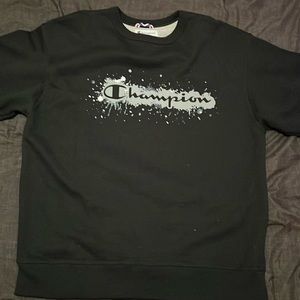Large Black Champion Sweatshirt with Gray Design
